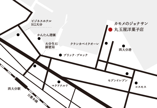カモメのジョナサン・丸玉屋洋菓子店のマップ